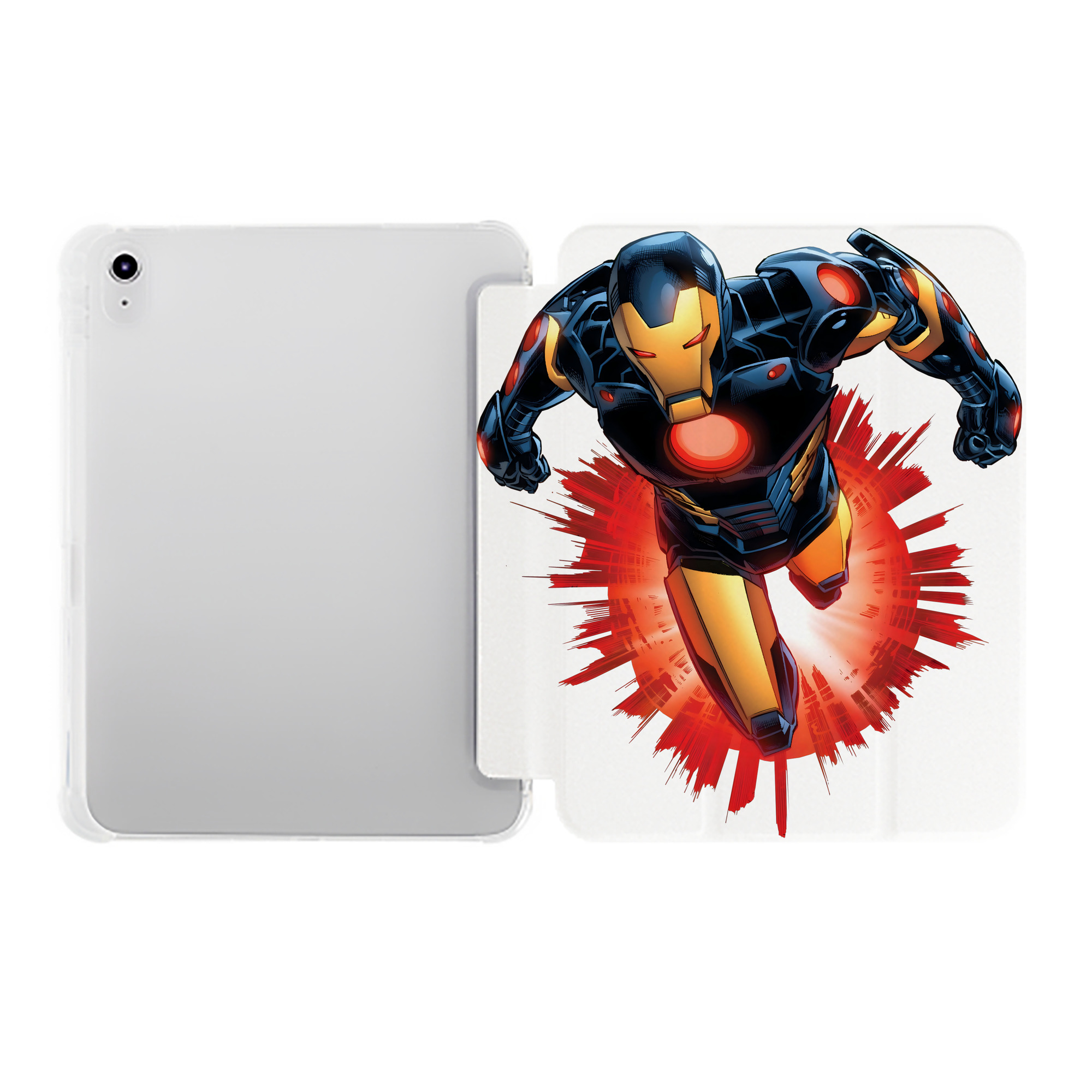 （画像用） アベンジャーズ The Avengers IPad ケース ペン収納付き 三つ折りスタンド PUレザー×シリコン 対応機種9.5/10.5/10.9インチ